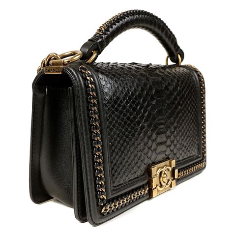 chanel python boy bag with handle|Chanel python drawstring bag.